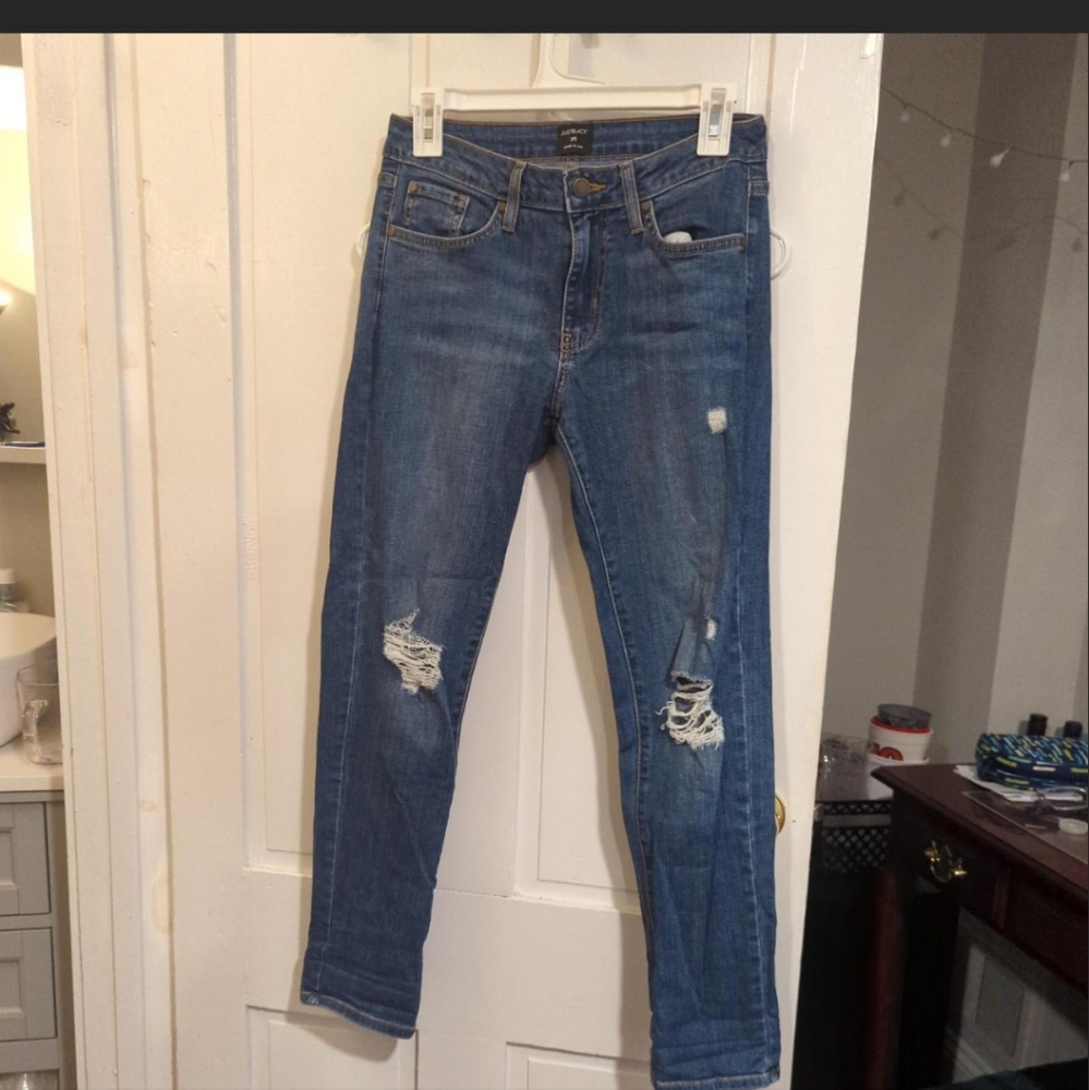 Just Black Women's Ripped Blue Jeans